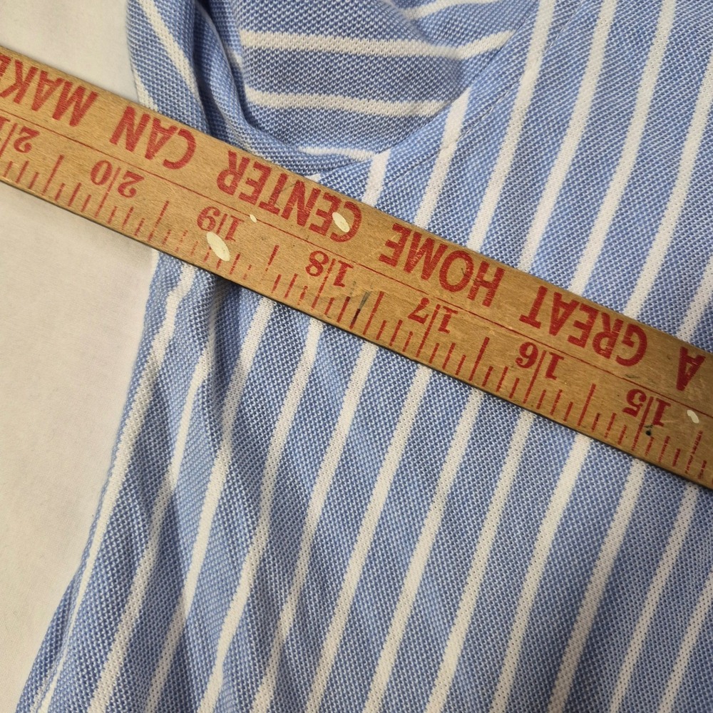 Ralph Lauren Button Down Shirt Mens XL Blue Striped Knit Oxford Long Sleeve Pony - Picture 8 of 9